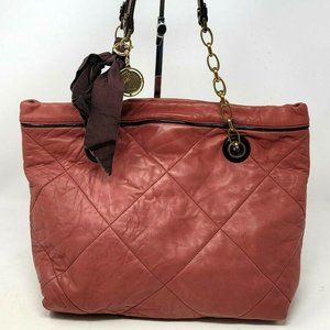 Lanvin Amalia Brick Red Lambskin Leather Quilted Medium Chain Shoulder Hand Bag